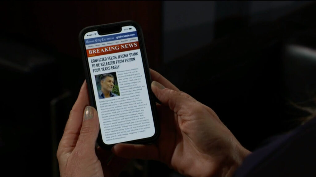 Diane reads the article about Jeremy's release