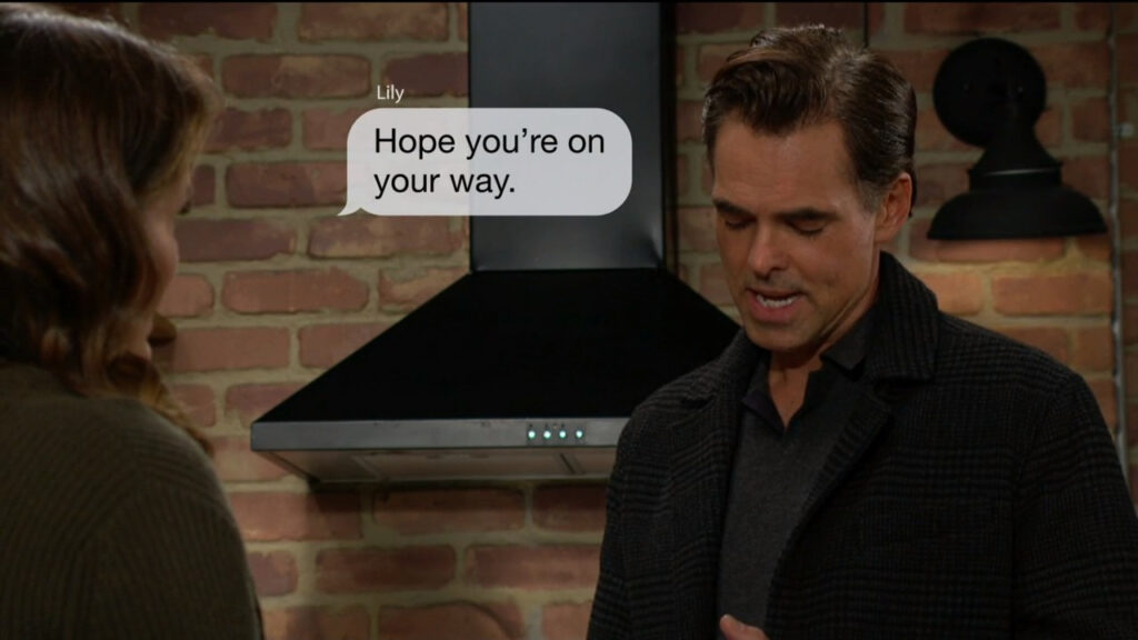 Billy gets a text from Billy while he's visiting Chelsea - Young and Restless Recaps - yandrrecaps November 28, 2022