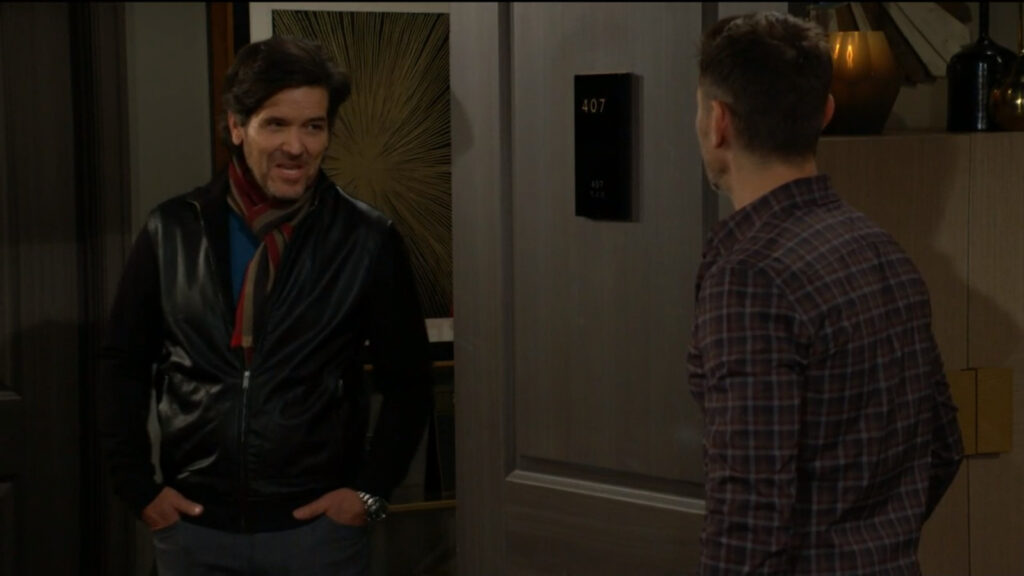Daniel opens his suite door to find his father, Danny Romalotti, there.