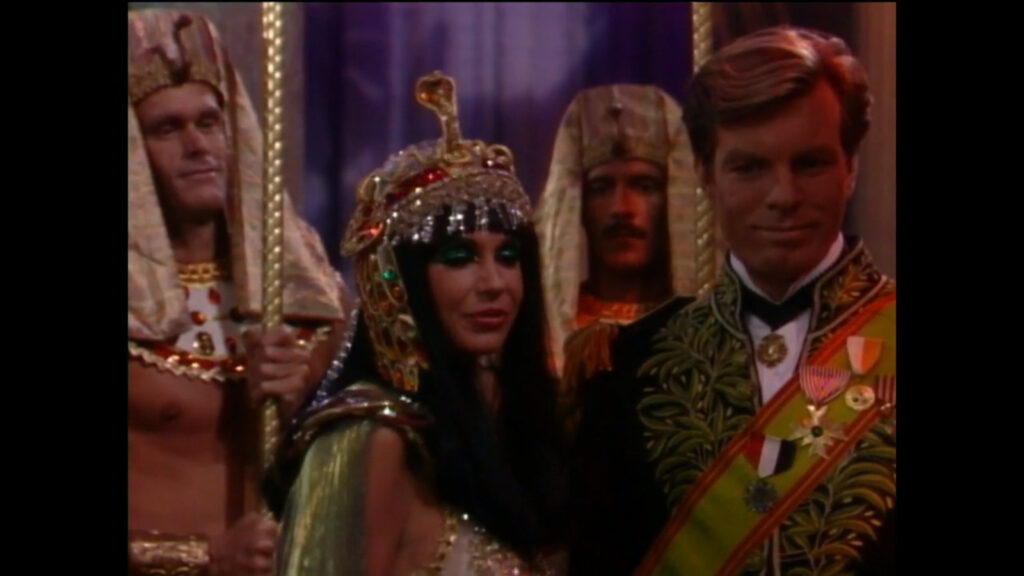 Jill is dressed as Cleopatra, and Jack is dressed as Prince Charming