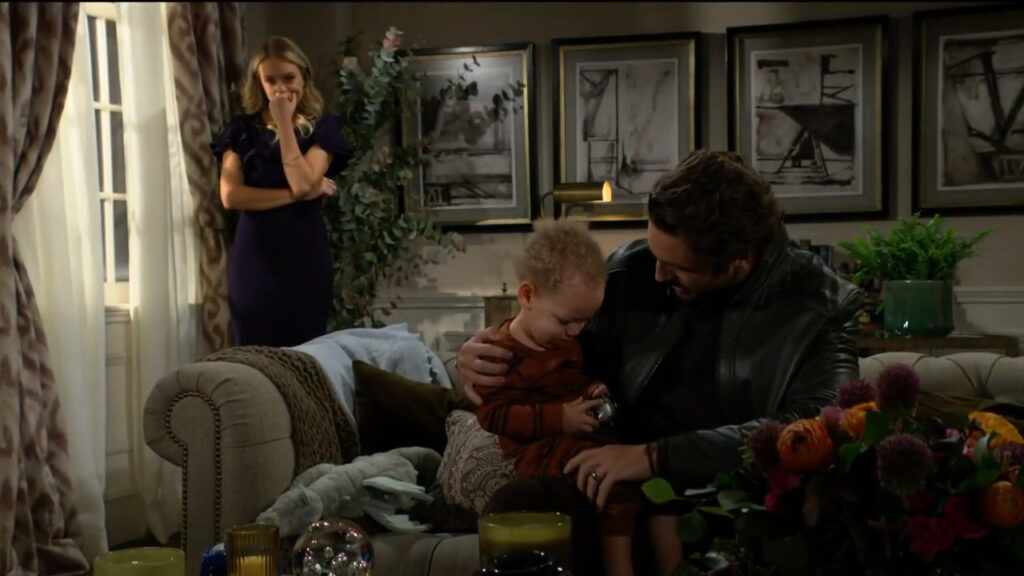 Chance talks to Dominic and plays with him on the couch while Abby looks on - Young and Restless Recap for Dec 9, 2022
