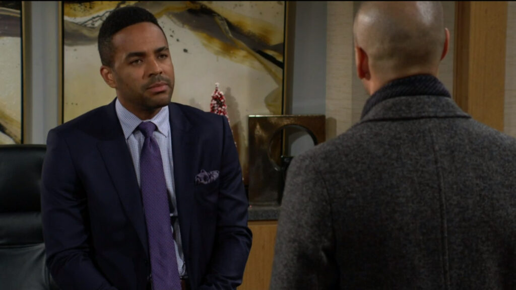 Nate won't let Devon get away with showing up in his office and accusing him of digging into his relationship with Amanda - Young and Restless Recap Dec 13, 2022