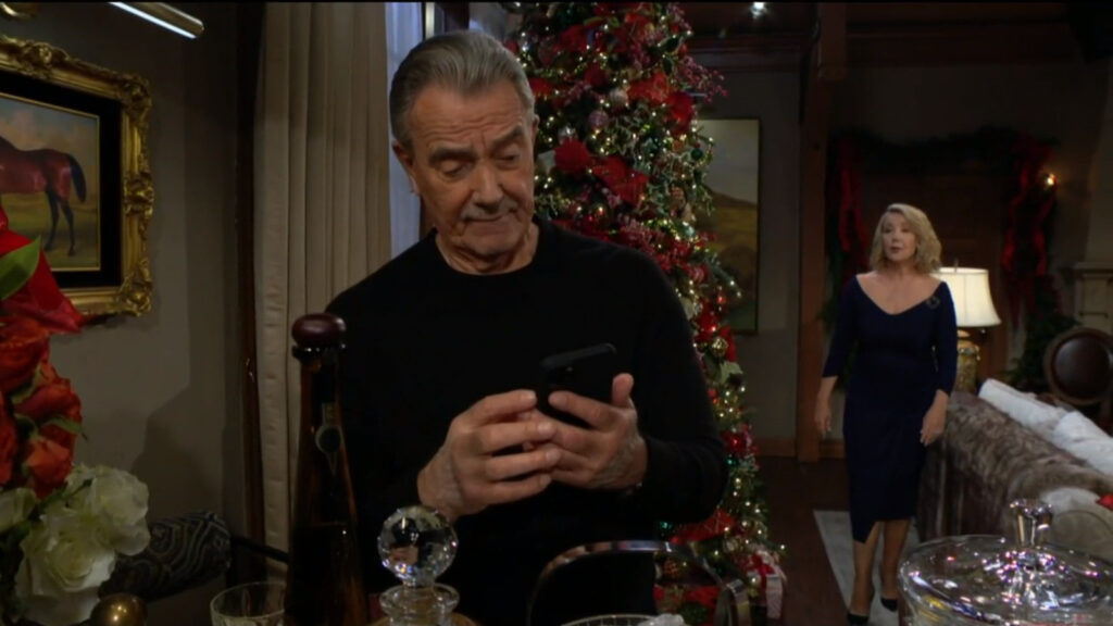 Nikki comes into the living room and finds Victor there - Young & Restless recap for Dec 19