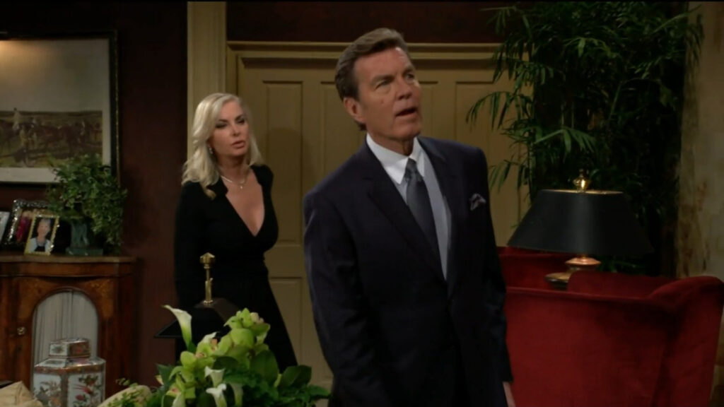 Ashley and Jack Abbott argue in their living room