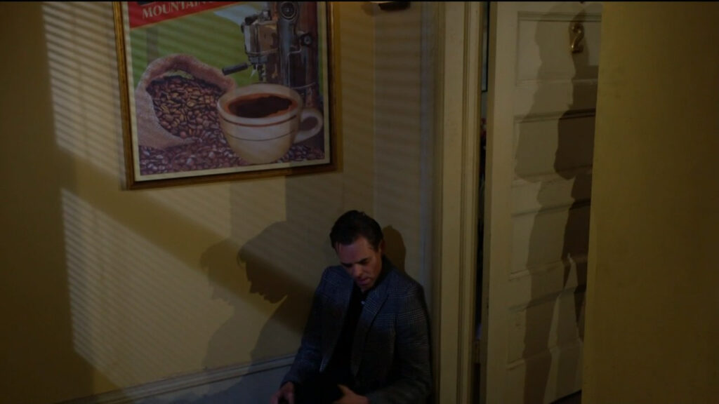 Billy is sitting on the floor outside Chelsea's door when she opens the door to find him there