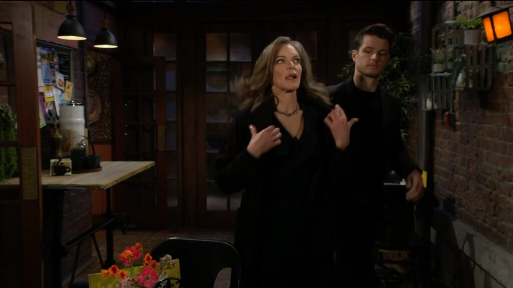 Diane puts on her coat with Kyle's help as she gets ready to meet Jeremy Stark