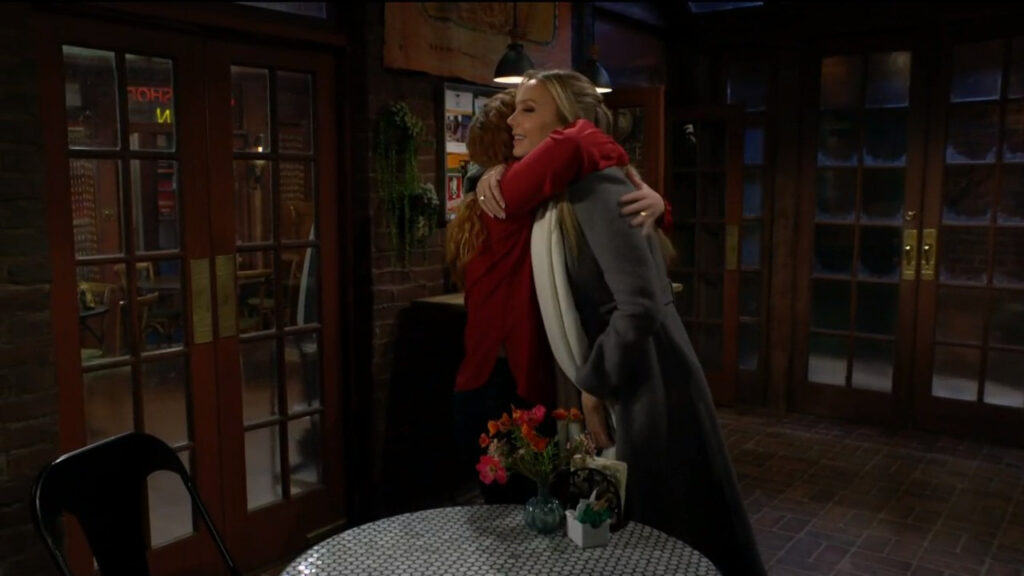 Mariah and Abby hug goodbye