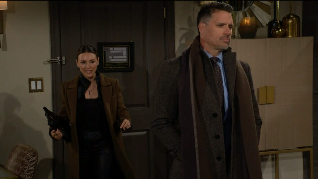 Chloe gets ready to leave, while Nick stays and talks with Sally