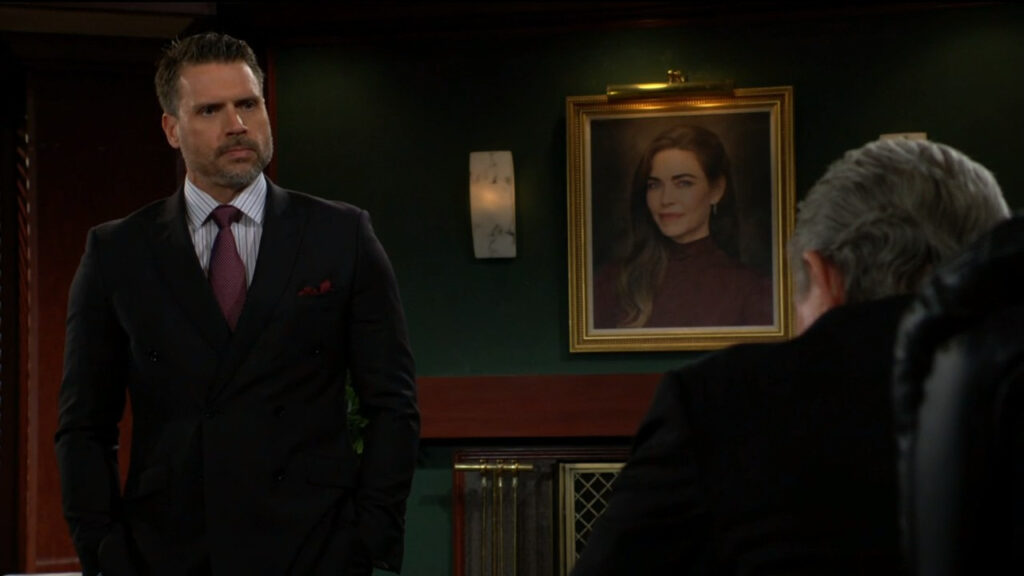 Nick confronts Victor in the Newman Enterprises offices