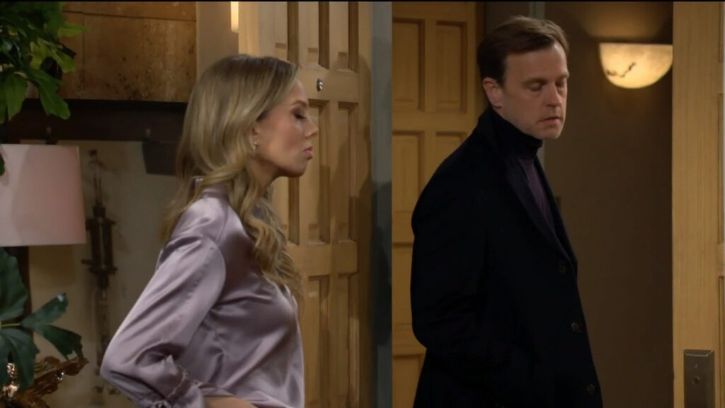 Abby holds the door for Tucker as he leaves Devon's apartment
