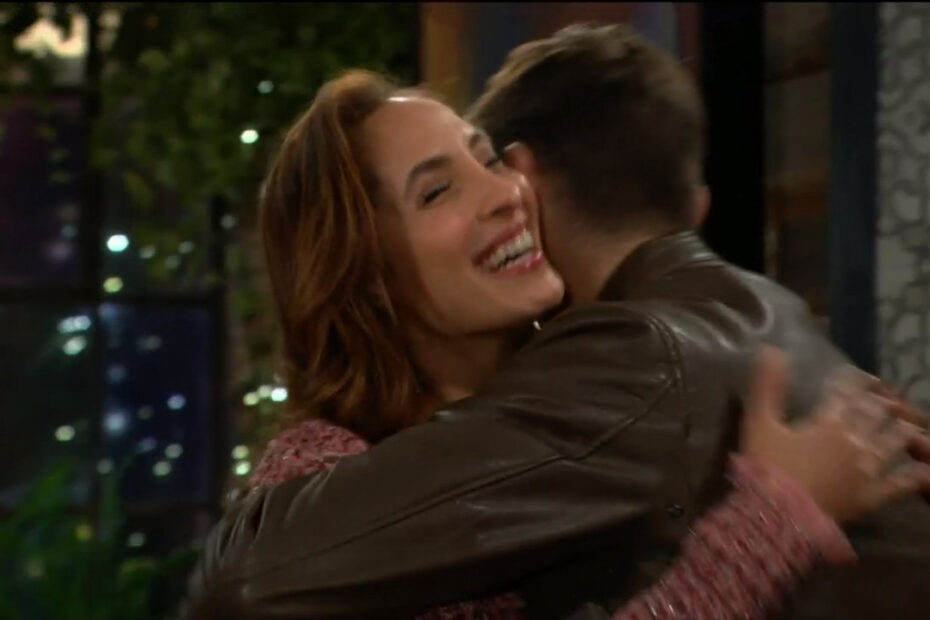 Lily laughs and smiles as she and Daniel hug