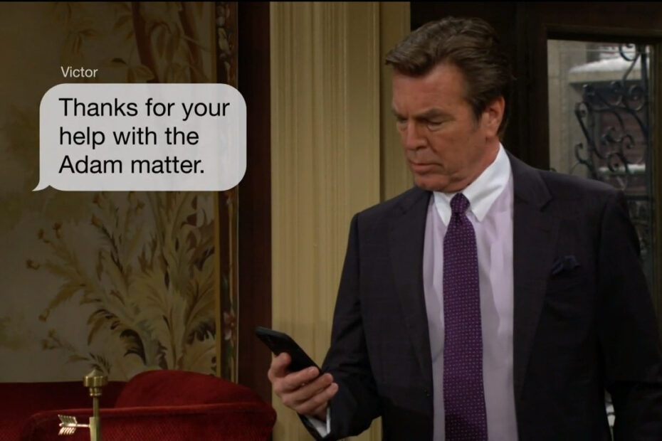 Jack sees a message from Victor on Kyle's phone. "Thanks for your help with the Adam matter."