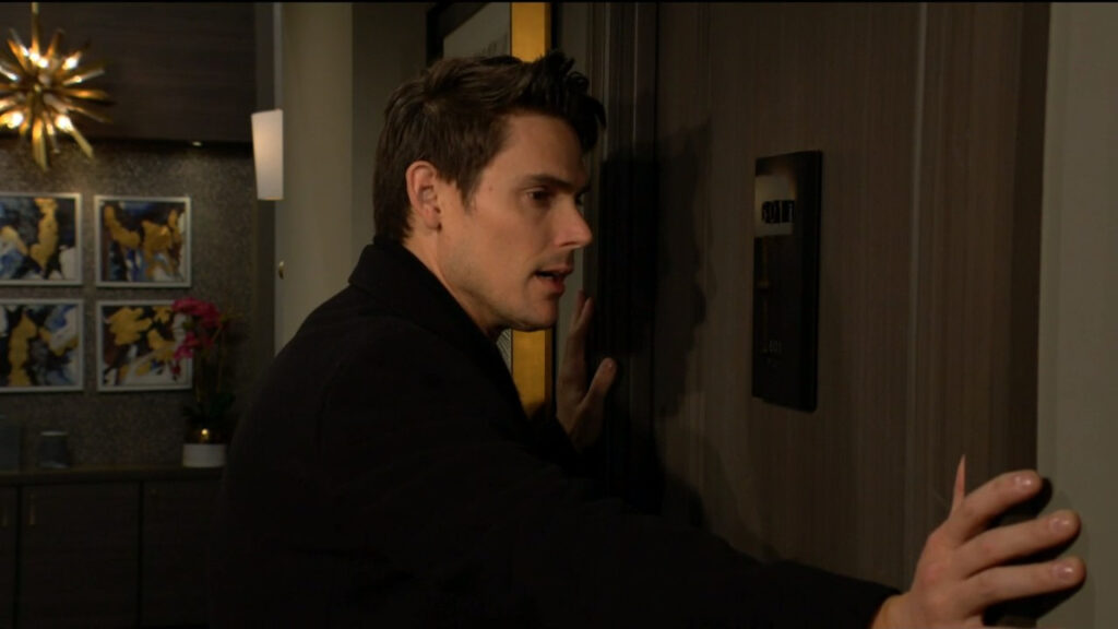 Adam knocks at Sally's door, drunk
