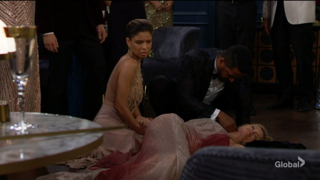 Elena and Nate work on Phyllis as she lies there unconcious
