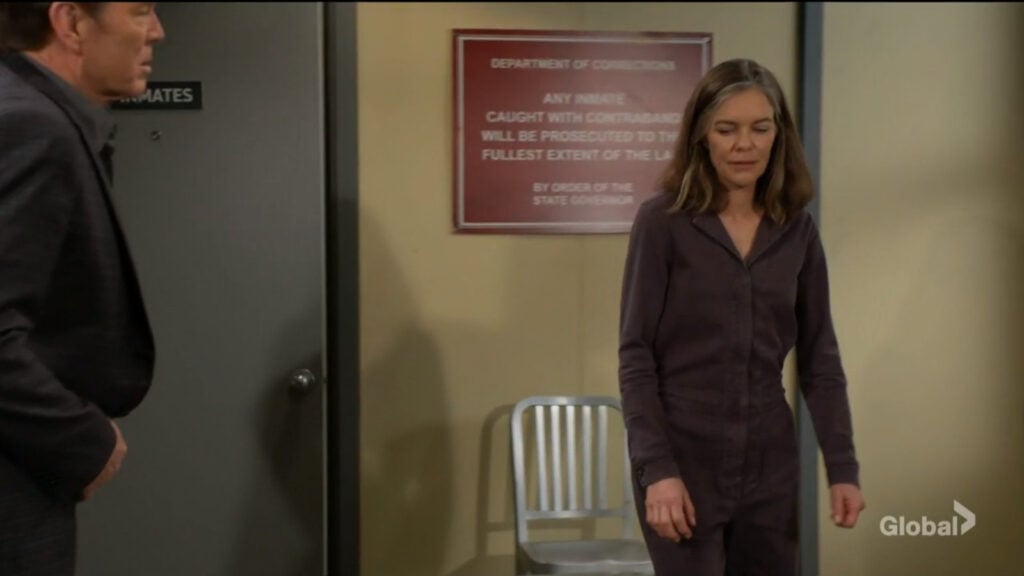 Diane walks into the visitation room