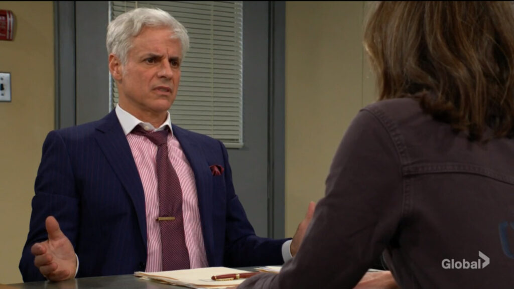 Michael looks upset as he talks with Diane.