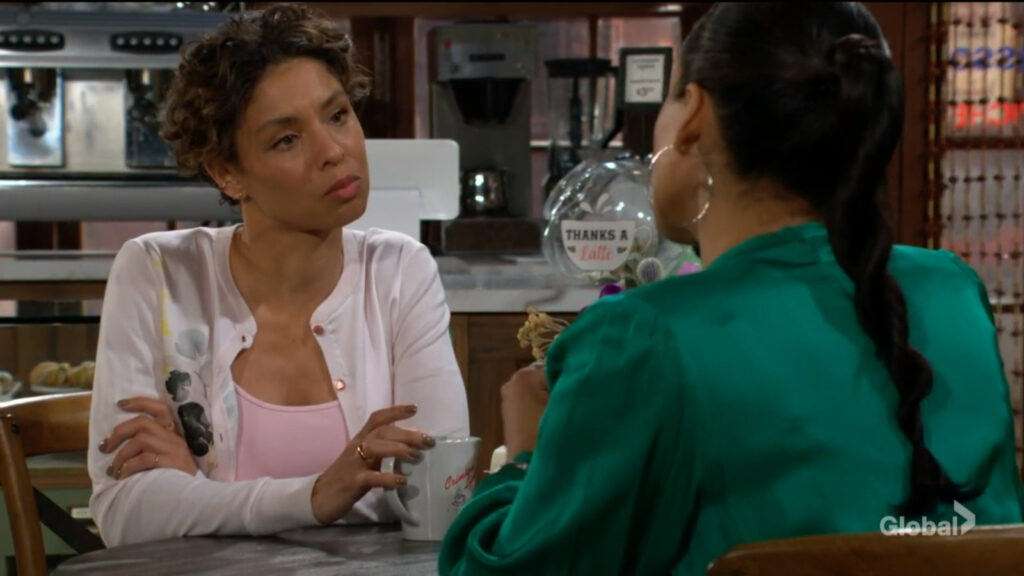 Elena looks determined as she talks with Audra.