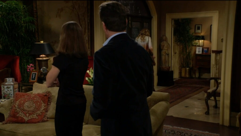 Abby comes through the door as Diane and Jack watch.