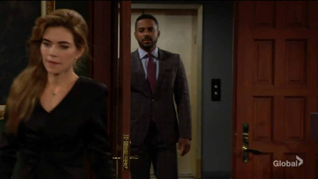 Nate walks into Victoria's office.