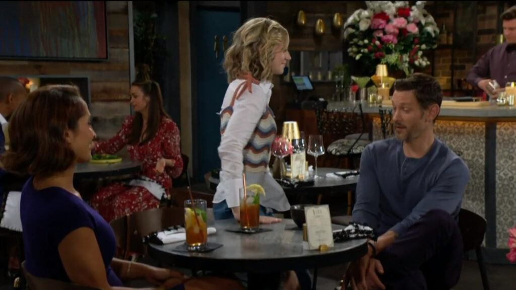 Lucy heads to the bar to order some pie, leaving Daniel and Lily to talk alone.