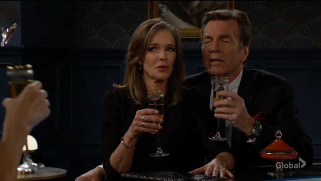 Jack and Diane raise their glasses as they talk with Ashley and Tucker.