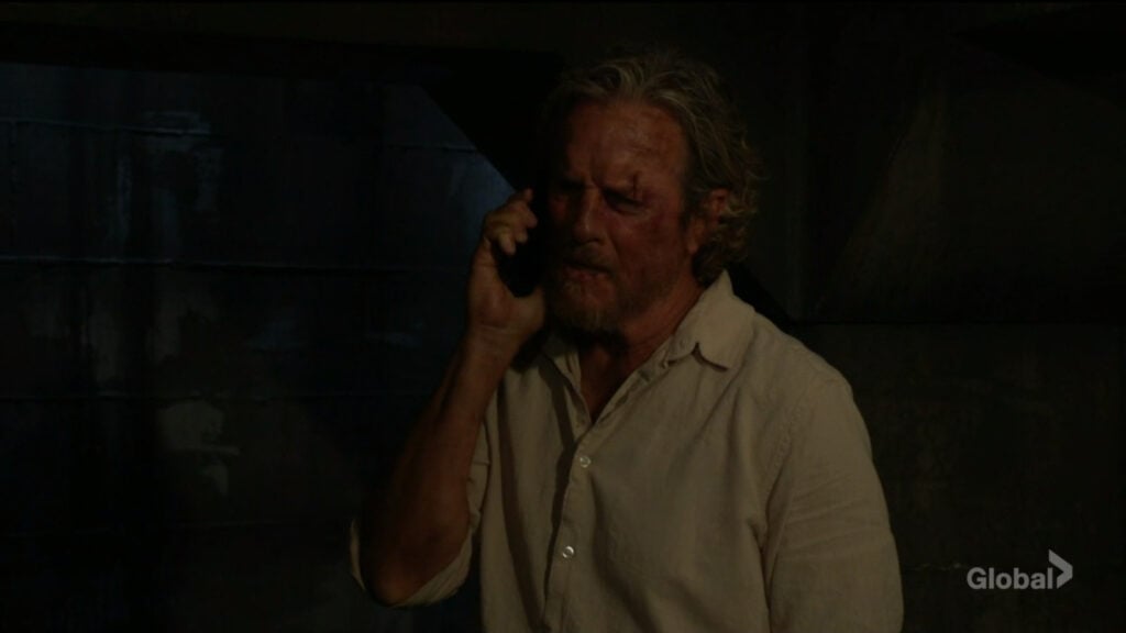 Cameron talks on the phone with Sharon.