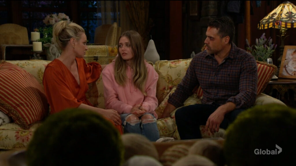 Sharon sits and talks with Faith and Nick.