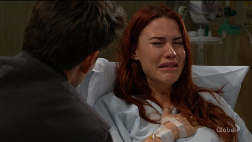 Sally cries in anguish as she talks to Adam.