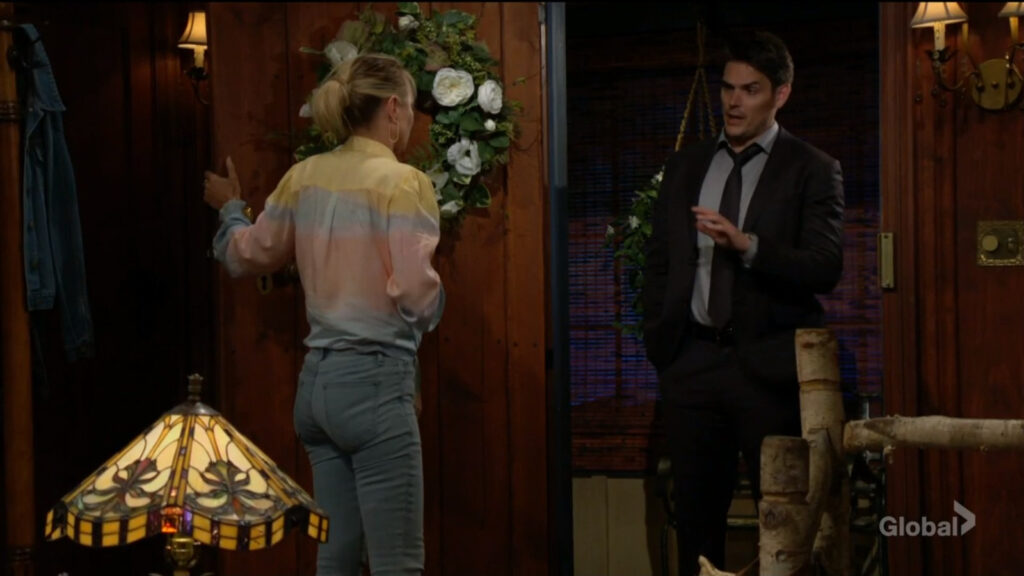 Adam shows up at Sharon's door.