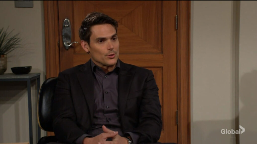 Adam sits and talks with Phyllis.