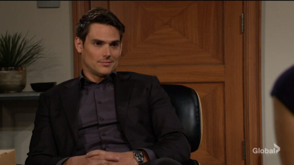 Adam smiles as he talks with Phyllis.