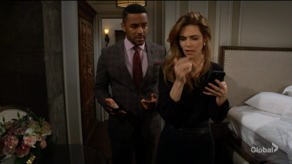 Nate and Victoria look confused as they get a message from Victor.