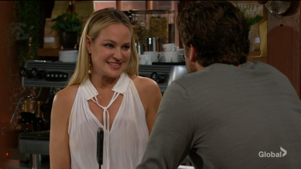 Sharon smiles as she talks with Chance.