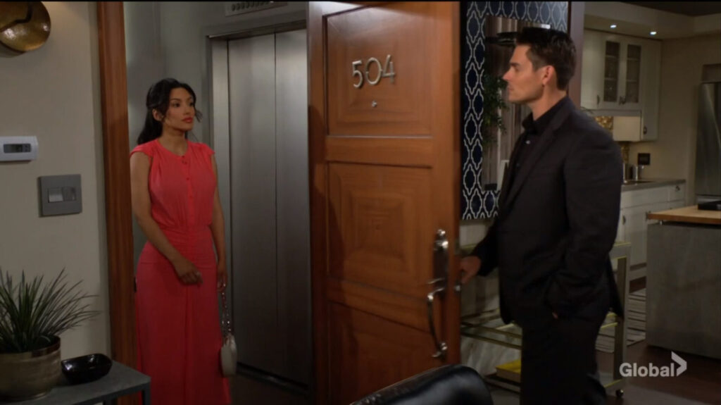 Adam opens the door to Audra.