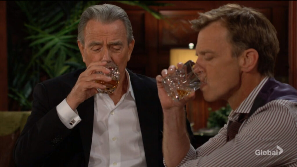 Victor and Tucker take a drink.
