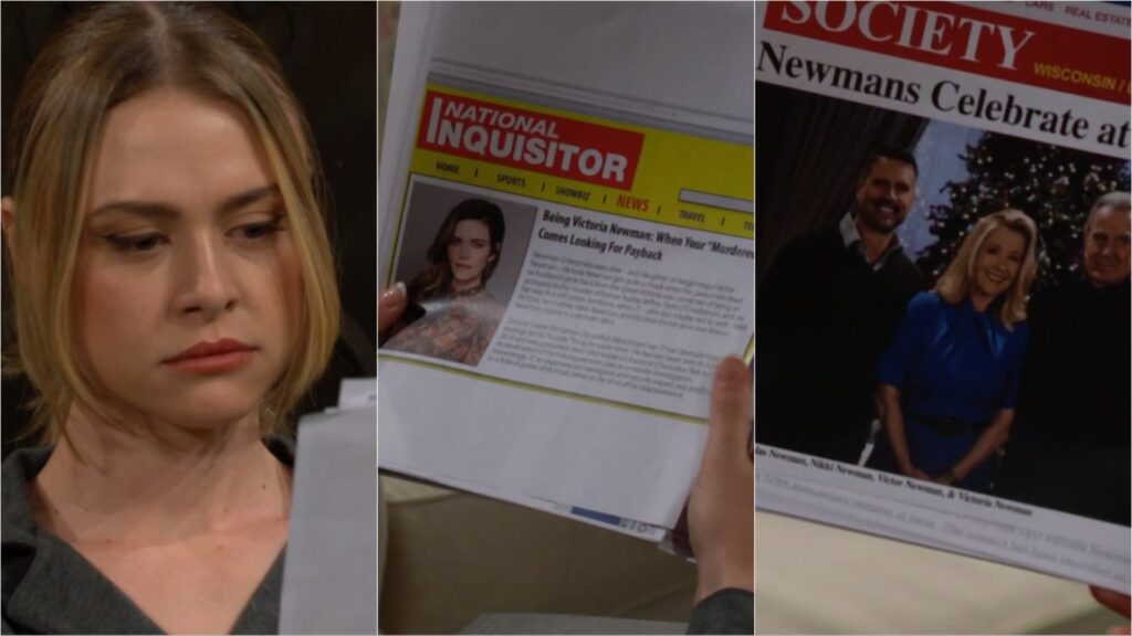 Claire and some newspaper articles.