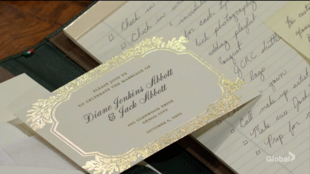 Jack and Diane's wedding invitation.