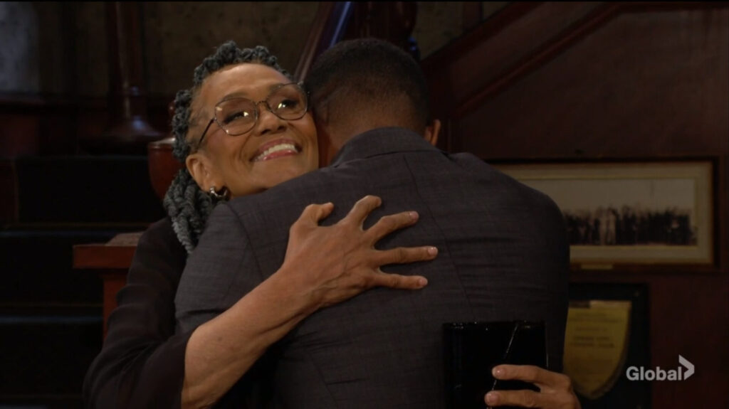 Mamie hugs Nate.