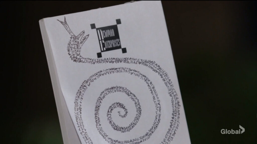 The snake made of the Newman children's names.