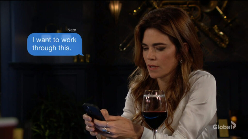 Victoria texts Nate. "I want to work through this."