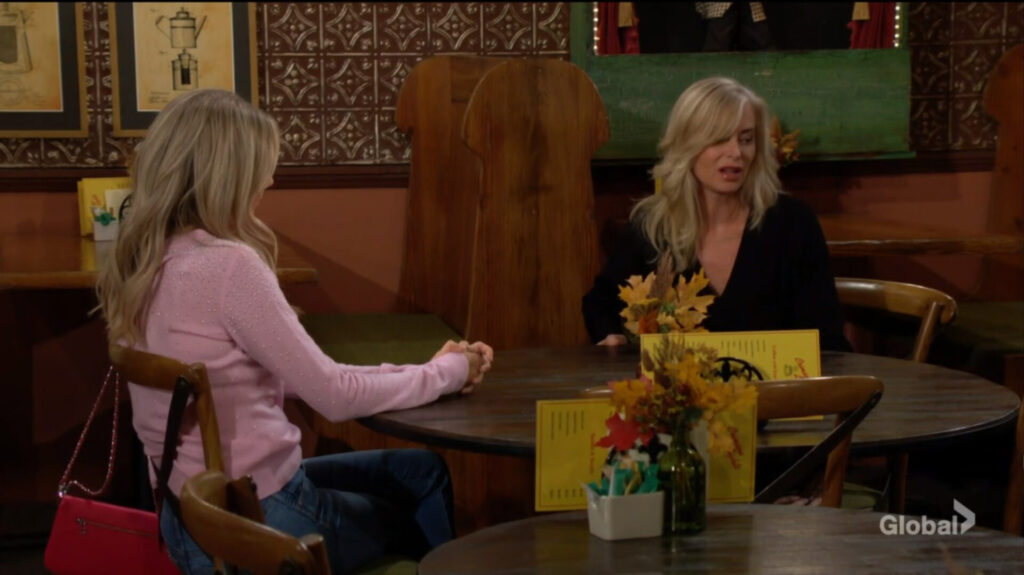 Abby Newman and Ashley Abbott sit and talk.