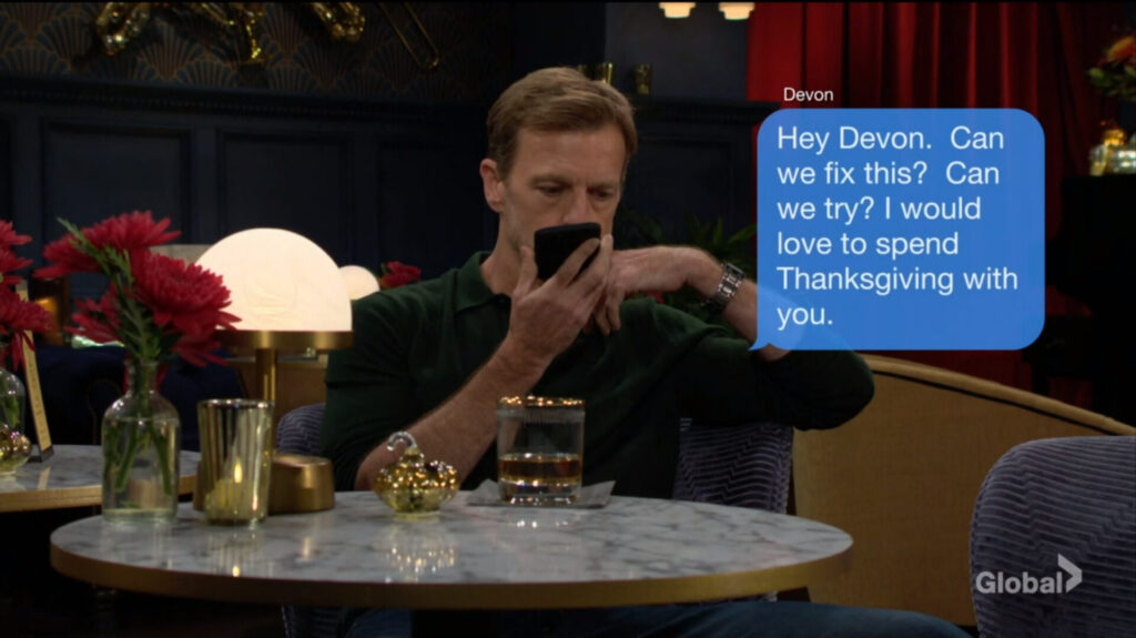 Tucker dictates a text message to Devon.