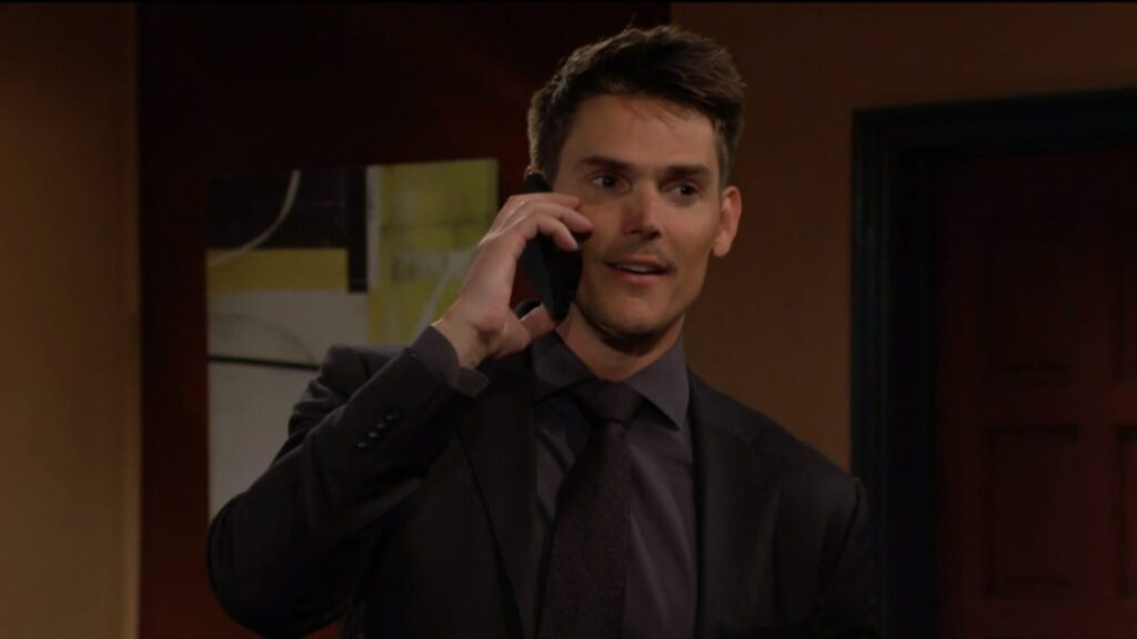 Adam talks to Sally on the phone.