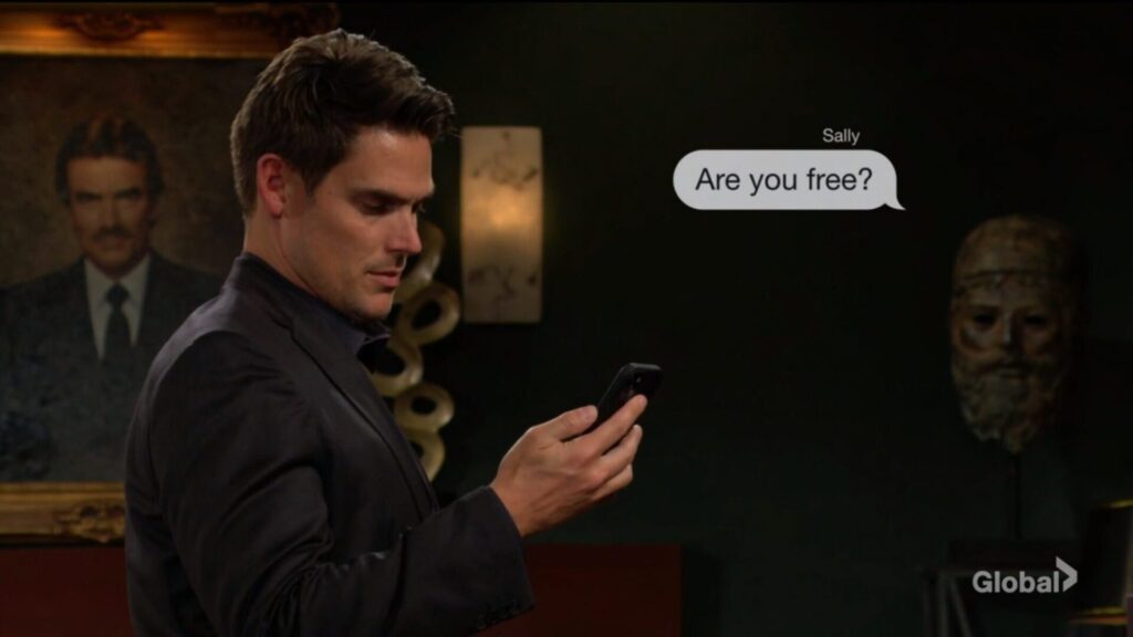 Adam gets a text from Sally. "Are you free?"