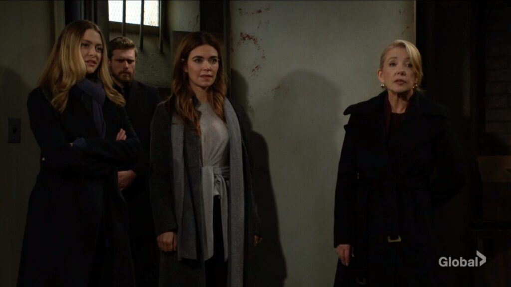 Claire Grace, Larry the Bodyguard, Victoria Newman, and Nikki Newman.