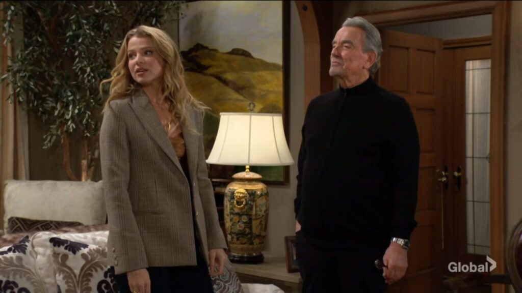 Summer and Victor Newman look at Nick.