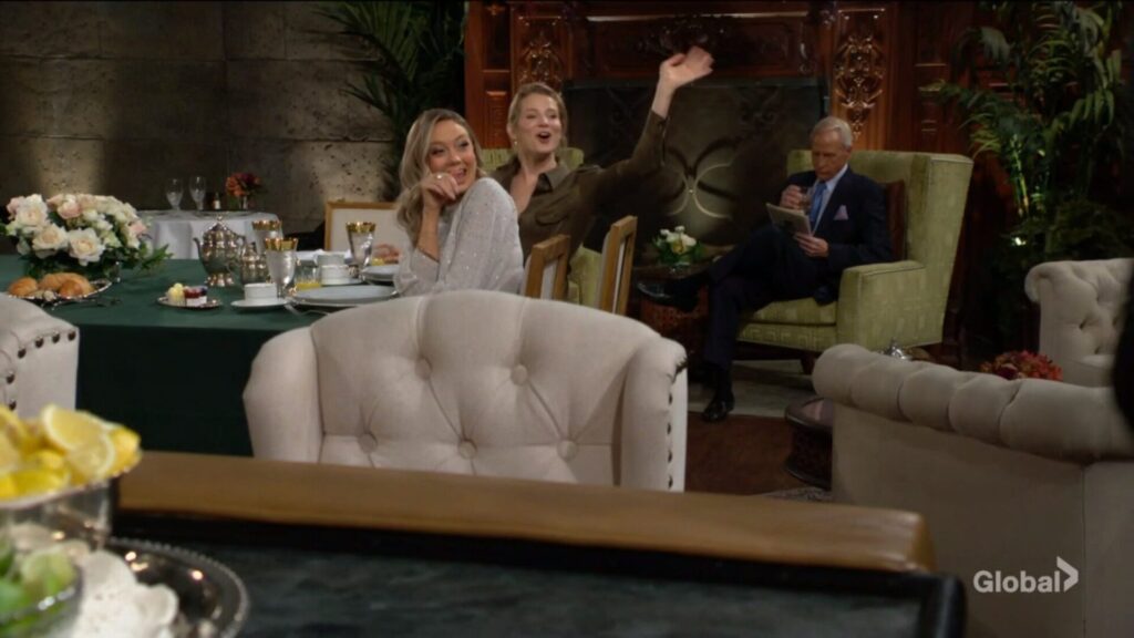 Abby and Summer Newman wave at "Eve."