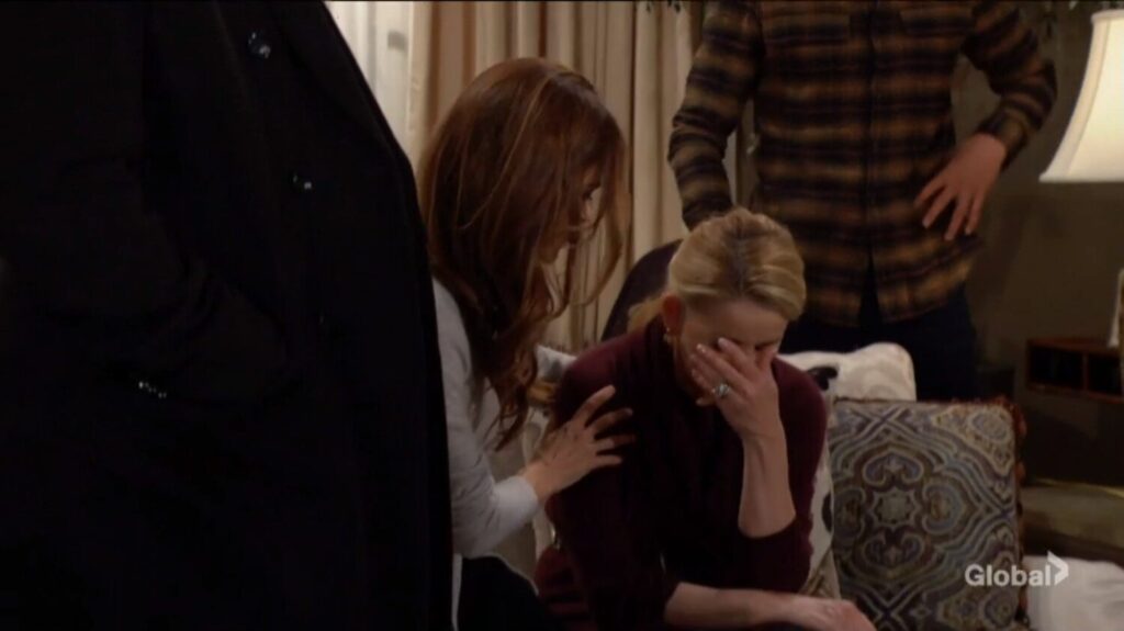 Victoria comforts her mother.