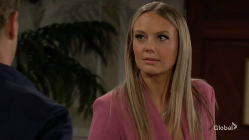 Abby Newman glares at Tucker McCall.