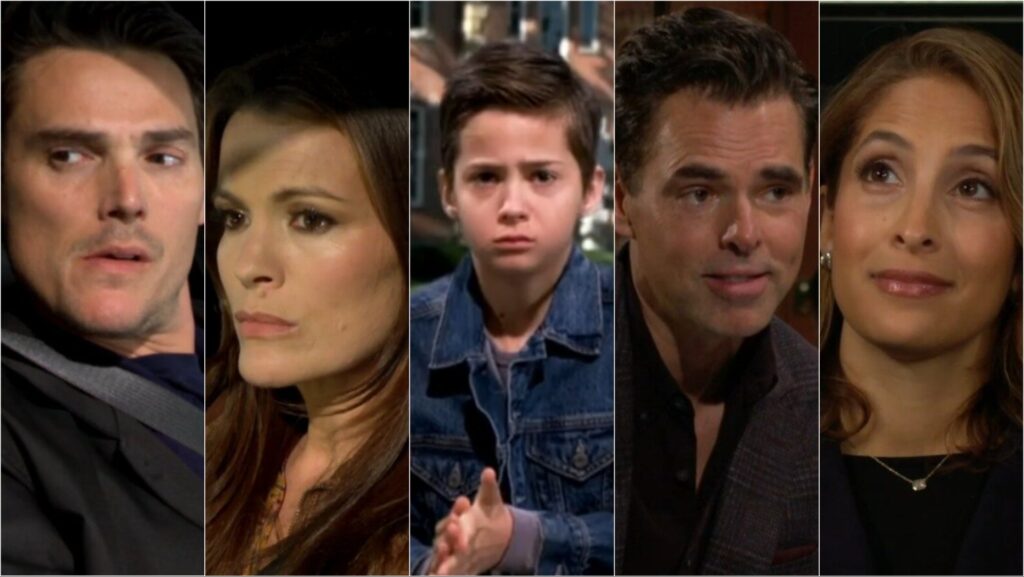 Adam Newman, Chelsea Lawson, Connor Newman, Lily Winters, and Billy Abbott.